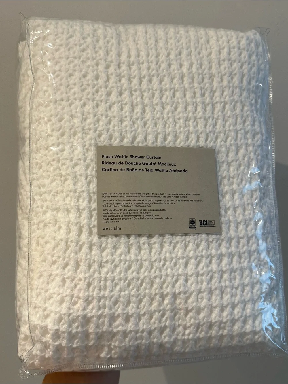 West Elm Waffle Shower Curtain - Extra Large 72” x 84” - White